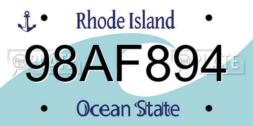 98AF894 Rhode Island License Plate