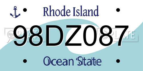 98DZ087 Rhode Island License Plate