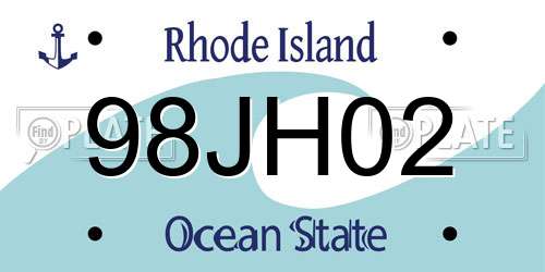 98JH02 Rhode Island License Plate