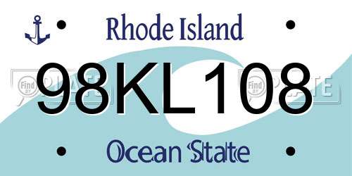 98KL108 Rhode Island License Plate
