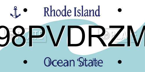 98PVDRZM Rhode Island License Plate