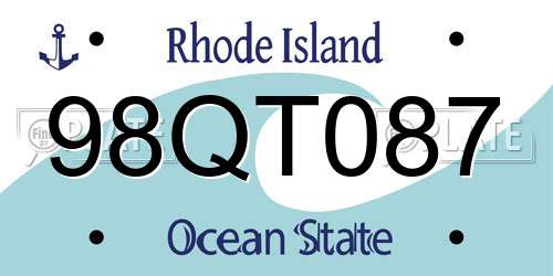 98QT087 Rhode Island License Plate
