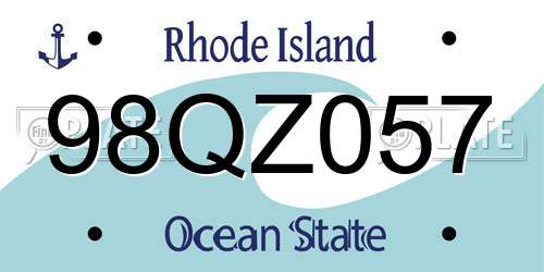 98QZ057 Rhode Island License Plate