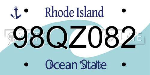 98QZ082 Rhode Island License Plate