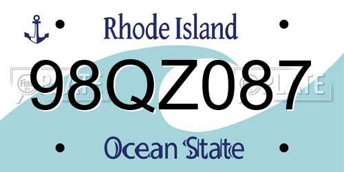 98QZ087 Rhode Island License Plate