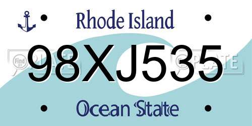 98XJ535 Rhode Island License Plate