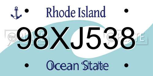 98XJ538 Rhode Island License Plate