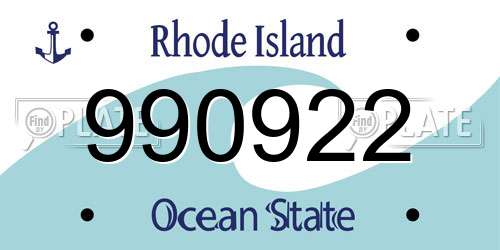 990922 Rhode Island License Plate