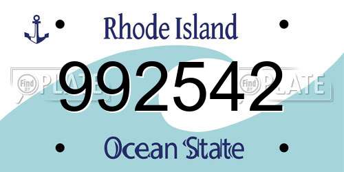 992542 Rhode Island License Plate