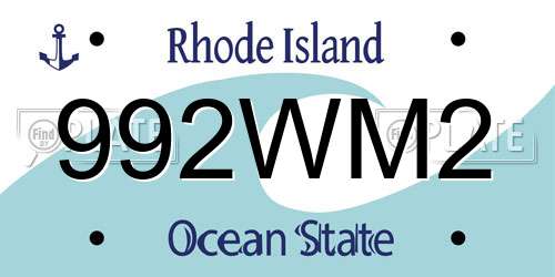 992WM2 Rhode Island License Plate