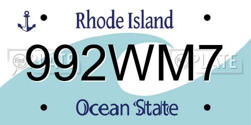 992WM7 Rhode Island License Plate