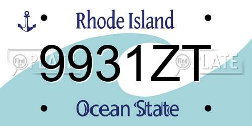 9931ZT Rhode Island License Plate