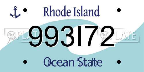 993I72 Rhode Island License Plate