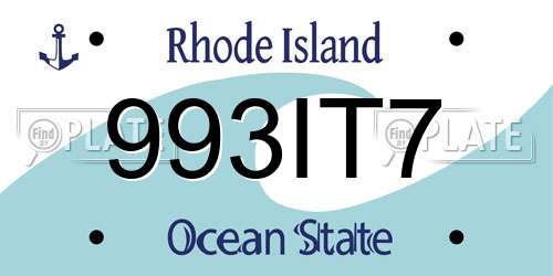 993IT7 Rhode Island License Plate