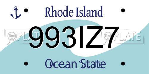 993IZ7 Rhode Island License Plate