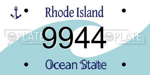 9944 Rhode Island License Plate