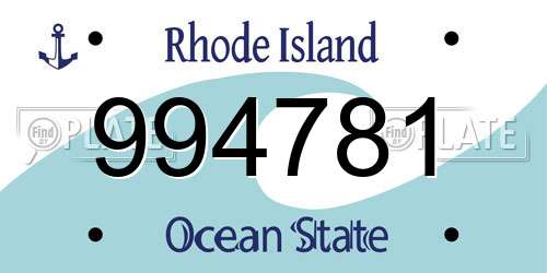994781 Rhode Island License Plate