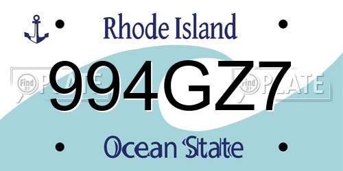994GZ7 Rhode Island License Plate