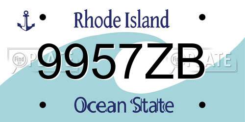 9957ZB Rhode Island License Plate