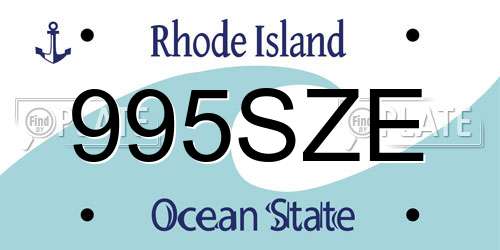 995SZE Rhode Island License Plate