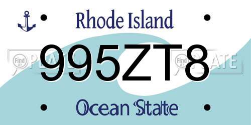 995ZT8 Rhode Island License Plate