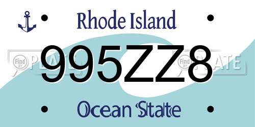 995ZZ8 Rhode Island License Plate