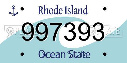 997393 Rhode Island License Plate