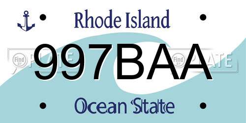 997BAA Rhode Island License Plate