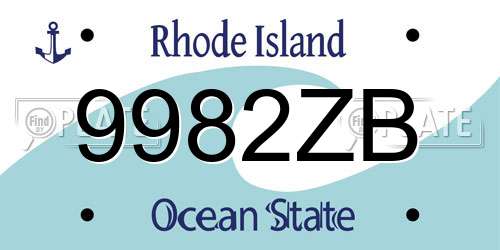 9982ZB Rhode Island License Plate