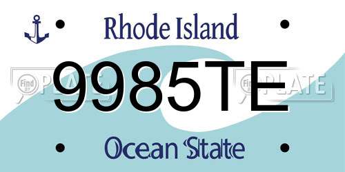 9985TE Rhode Island License Plate