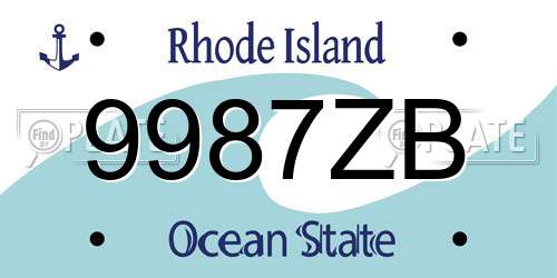 9987ZB Rhode Island License Plate
