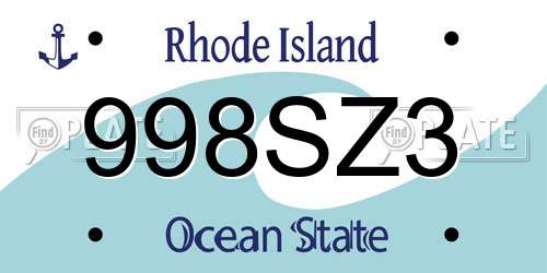 998SZ3 Rhode Island License Plate