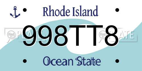 998TT8 Rhode Island License Plate