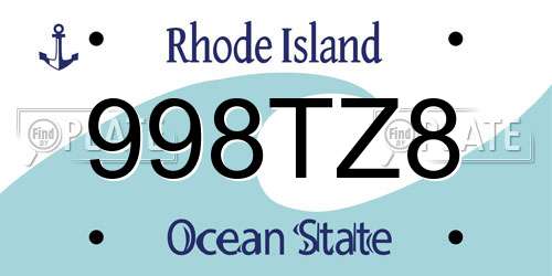 998TZ8 Rhode Island License Plate