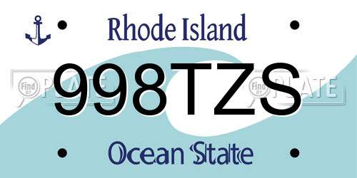 998TZS Rhode Island License Plate