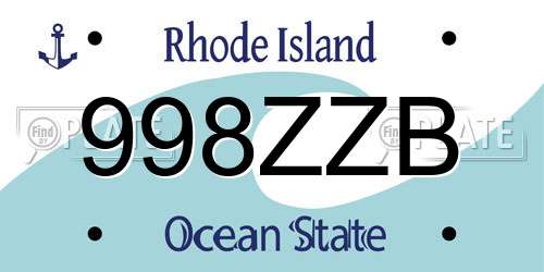 998ZZB Rhode Island License Plate