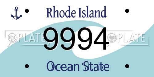 9994 Rhode Island License Plate