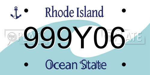 999Y06 Rhode Island License Plate