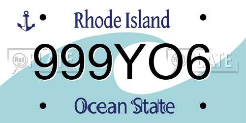 999YO6 Rhode Island License Plate