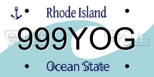 999YOG Rhode Island License Plate