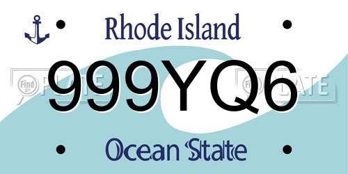 999YQ6 Rhode Island License Plate