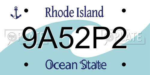 9A52P2 Rhode Island License Plate