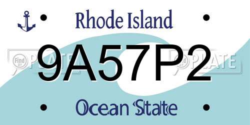 9A57P2 Rhode Island License Plate