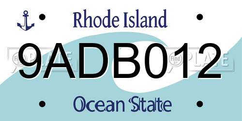 9ADB012 Rhode Island License Plate