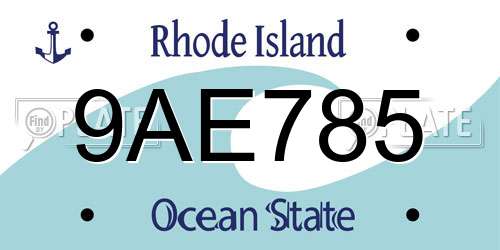 9AE785 Rhode Island License Plate