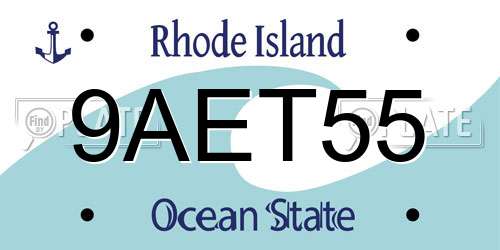 9AET55 Rhode Island License Plate