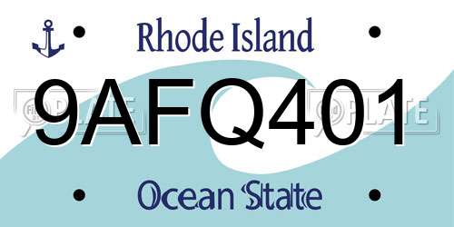 9AFQ401 Rhode Island License Plate
