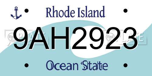 9AH2923 Rhode Island License Plate