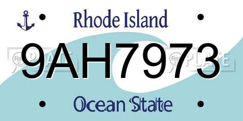 9AH7973 Rhode Island License Plate