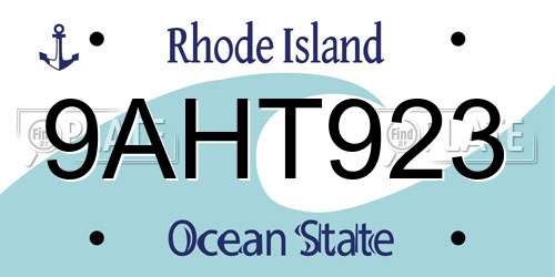 9AHT923 Rhode Island License Plate
